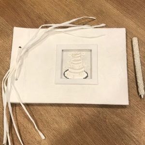 Rustic Ivory Wedding Guest Book and Pen